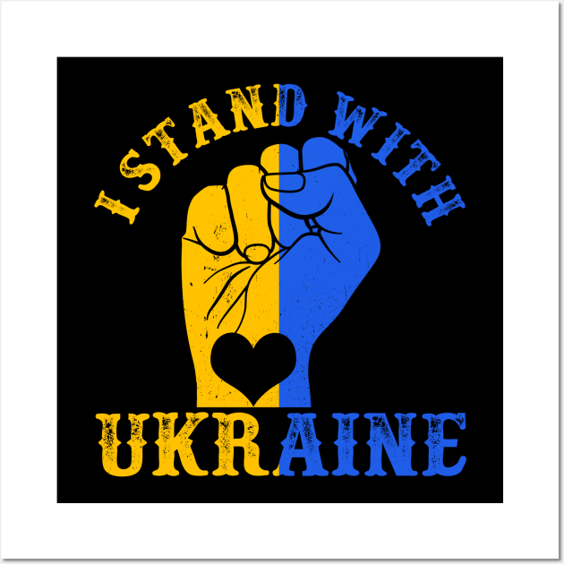 Support Ukraine I Stand With Ukraine Ukrainian Flag Wall Art by Happy Shirt